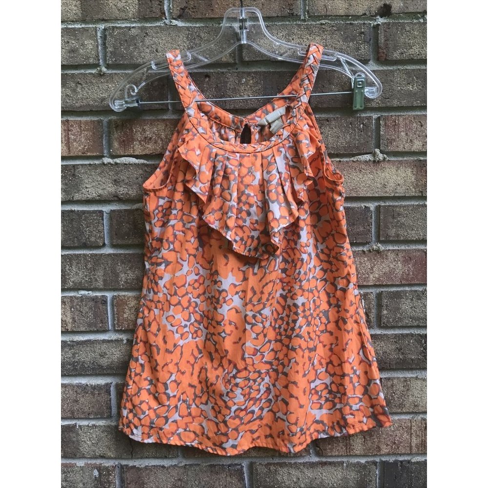 Banana Republic Sleeveless Orange  Dress Top Size XS Extra Small Ruffled